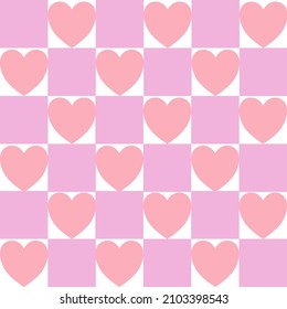 Seamless pattern pink heart on white background 