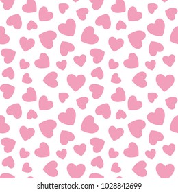 Seamless pattern with pink heart silhouette on white background. Vector illustration
