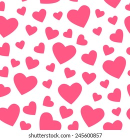 Seamless pattern with pink hearts