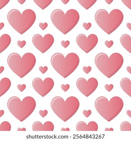 Seamless pattern with pink hearts