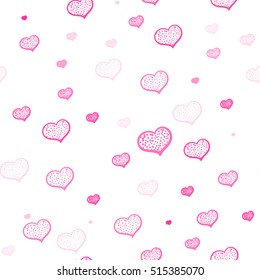 Seamless pattern with pink hearts