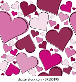 Seamless pattern with pink hearts