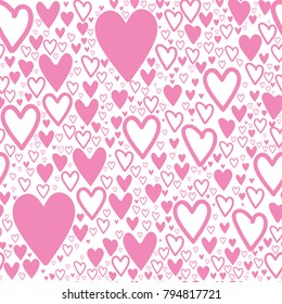 Seamless pattern of pink hearts
