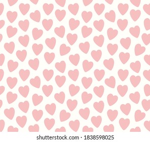 Seamless pattern of pink hearts background elements. Hand-drawn illustration for valentine's day. Colorful background texture for textile, fabric, paper. 