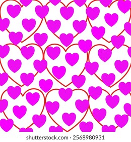 Seamless pattern with pink hearts. Beautiful heart background for valentine festival. Backdrop wallpaper concept. Geometry shape abstract tie-dye wallpaper. Print and screen paper.