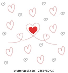 Seamless pattern with pink hearts. Beautiful heart background for valentine festival. Backdrop wallpaper concept. Geometry shape abstract tie-dye wallpaper. Print and screen paper.