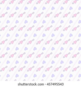 Seamless pattern with pink hearts and blue hearts