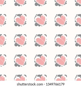 Seamless pattern with pink hearts. Bright design can be used  for a Valentine's day. Lovely romantic theme. Minimal design for decor, textile, gift paper. 