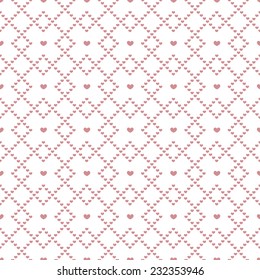 Seamless pattern of pink hearts in diamonds from hearts.
