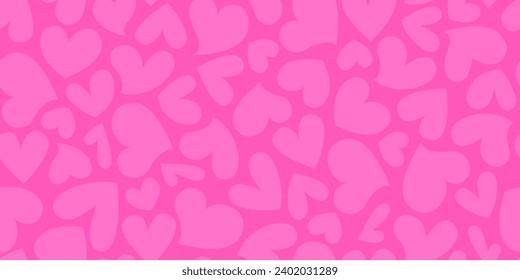 Seamless pattern with pink hearts. Endless Valentines day, romantic, love background. Repeat wallpaper.