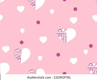Seamless pattern with pink hearts. EPS10 vector illustration