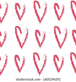 
seamless pattern with pink hearts grunge love