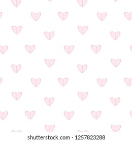 Seamless Pattern of Pink Hearts on White Background