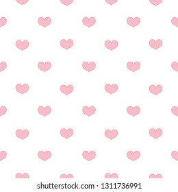 Seamless Pattern with Pink Hearts on White Background