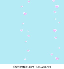 Seamless pattern of pink hearts on the blue background. Vector cartoon background. Saint Valentine's Day concept.