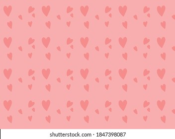 Patrón sin inconvenientes con corazones rosados sobre fondo rosado, ilustración vectorial