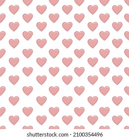 Seamless pattern with pink hearts on a white isolated background. Great for fabrics, wallpapers, textiles, packaging. Vector illustration. Seamless texture for Valentine's Day.