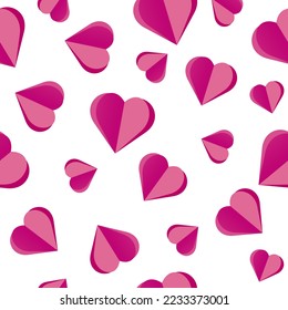 Patrón sin fisuras de los corazones rosados sobre un fondo blanco