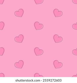 Seamless pattern with pink hearts on a pink background. Valentine's day vector background.