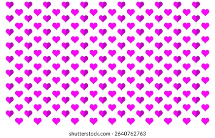 Seamless pattern with pink hearts on white background. Cute vector pattern