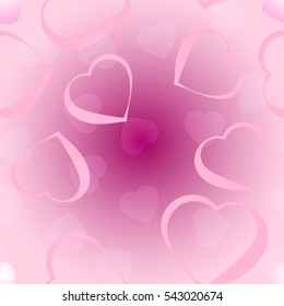Seamless pattern of pink hearts on a gradient background