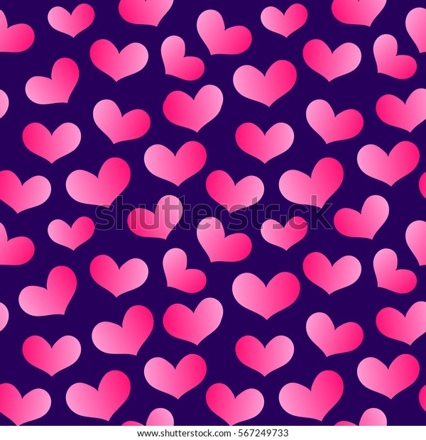 Seamless Pattern Pink Hearts On Dark Stock Vector (Royalty Free) 567249733
