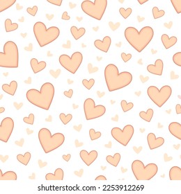 Seamless pattern with pink hearts. Romantic background. Happy Valentines day vector illustration. Design for web, wrapping, wallpaper, cover, textile.