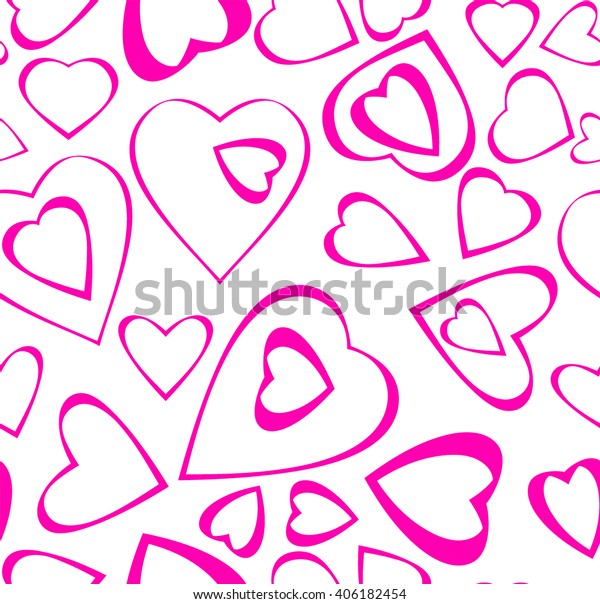 Seamless Pattern Pink Hearts Silhouettes Different Stock Vector Royalty Free 406182454 7245