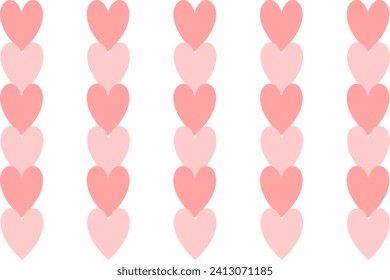 seamless pattern with pink hearts, two tone pink heart in vertical strip line column patter, repeat seamless pattern design for fabric print or background or t-shirt paint