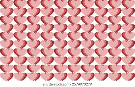 seamless pattern with pink hearts, two tone pink red horizontal strip heart in checkerboard patter, repeat seamless pattern design for fabric print or background or t-shirt paint