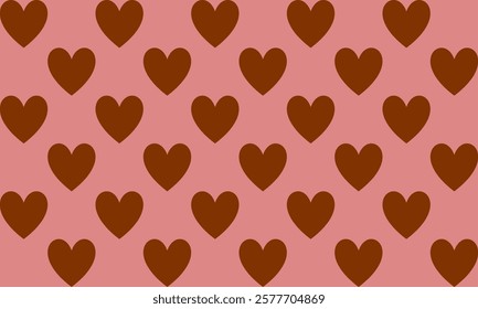 seamless pattern with pink hearts, two tone chocolate heart on pink background patter, repeat seamless pattern design for fabric print or background or t-shirt paint