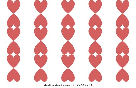 seamless pattern with pink hearts, two tone pink up side down heart in checkerboard patter, repeat seamless pattern design for fabric print or background or t-shirt paint, vertical column strip