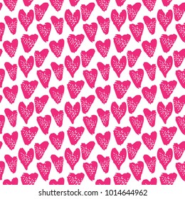 Seamless pattern with pink hearts. Valentines day background texture. Wallpaper