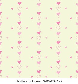 Seamless pattern with pink hearts. Valentine's Day. Birthday . New Year . Christmas. Design for wrapping paper. pattern for fabric. fabrication of products. Festive background.