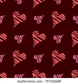 Seamless pattern with pink hearts for valentines day
