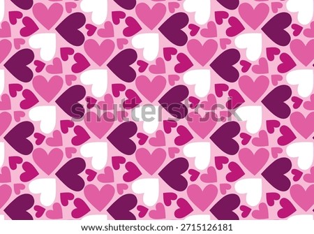 Seamless pattern with pink hearts of various shapes. Cartoon wrapping paper in a hand drawn. Vintage vector print, design, decor for celebrating Valentine's Day. Love, romance, infatuation, passion.