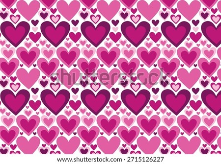 Seamless pattern with pink hearts of various shapes. Cartoon wrapping paper in a hand drawn. Vintage vector print, design, decor for celebrating Valentine's Day. Love, romance, infatuation, passion.