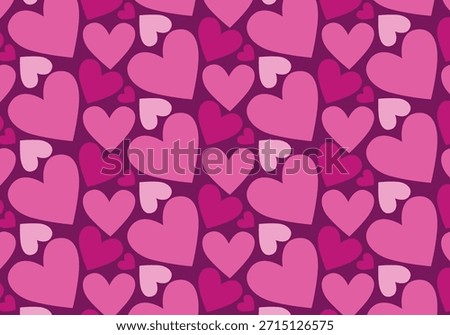 Seamless pattern with pink hearts of various shapes. Cartoon wrapping paper in a hand drawn. Vintage vector print, design, decor for celebrating Valentine's Day. Love, romance, infatuation, passion.