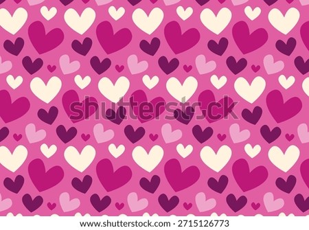 Seamless pattern with pink hearts of various shapes. Cartoon wrapping paper in a hand drawn. Vintage vector print, design, decor for celebrating Valentine's Day. Love, romance, infatuation, passion.