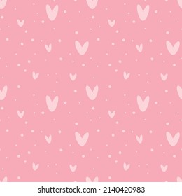 Seamless pattern with pink hearts. Vector illustration.