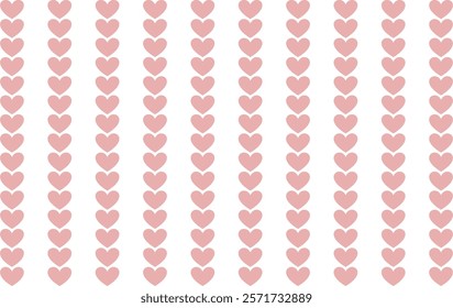 seamless pattern with pink hearts, vertical strip of pink heart grid patter, repeat seamless pattern design for fabric print or background or t-shirt paint