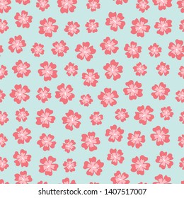 Seamless pattern with pink Hibiscus flowers