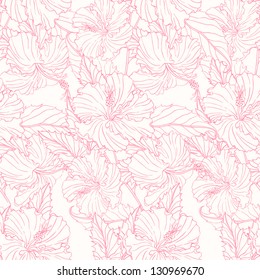 seamless pattern with pink hibiscus. vector illustration