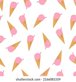 Seamless pattern pink ice cream vector illustration