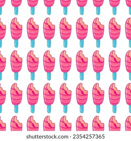 Patrón sin foco con helado rosa. Estética rosa. Ilustración vectorial.