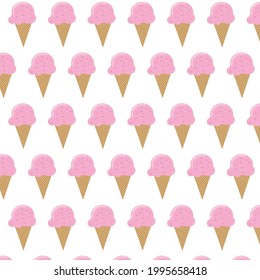 Seamless pattern with pink ice creams