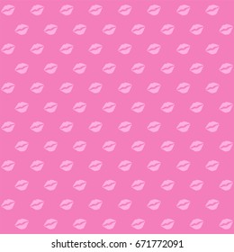 Seamless pattern from pink kisses on a pink background. Wallpaper. Lips.