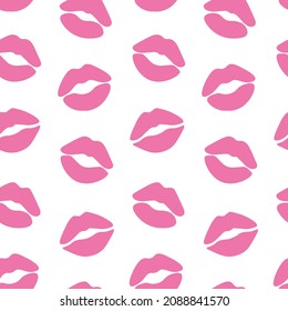 Seamless pattern pink lips silhouettes vector illustration	