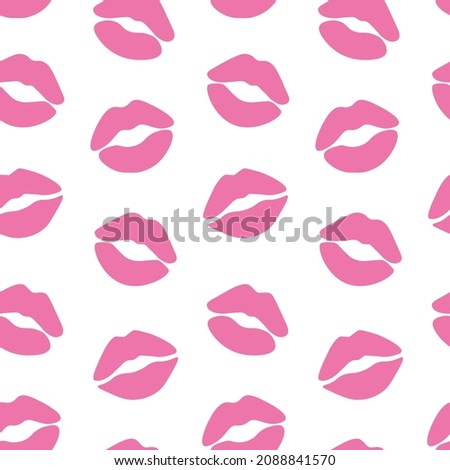 Seamless pattern pink lips silhouettes vector illustration	
