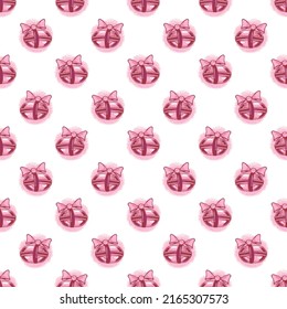 Seamless pattern pink macarons with bow. Vector illustration. French pastry macaron. Sweet desert background. Wrapping paper, wallpaper, fabric textile print, t shirt design